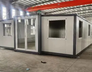 Venta caliente Modular Hogar prefabricado Casa de contenedor plegable portátil Casa móvil con pared de cortina de vidrio