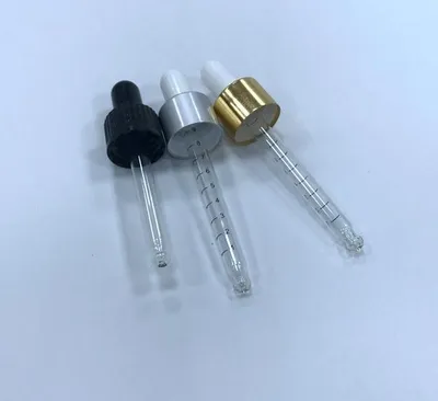 Tapa de plástico plateado de aluminio con botella de cuentagotas