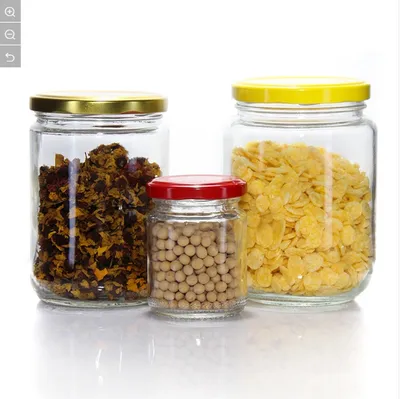 Frascos de alimentos de enlatado de forma personalizada jarra de vidrio con tapa de metal