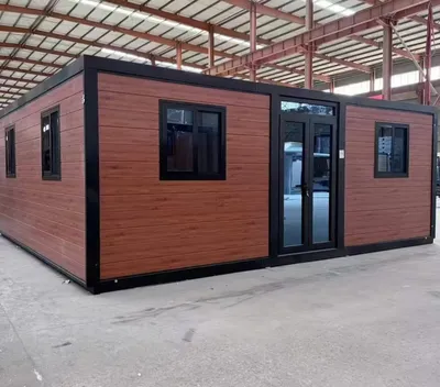 Casa de contenedor plegable expandible de techo plano 20 pies