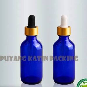 Botella de vial de vidrio azul de alta calidad con cuentagotas