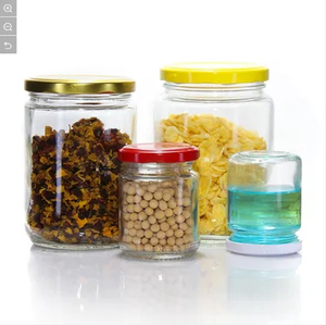 Jar de miel de botella de vidrio ancho transparente transparente, latas de albañil, recipiente de almacenamiento de alimentos enlatados con tapas de metal