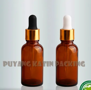 Botella de vidrio de aceite esencial con tapa de pipeta y bombilla