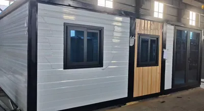 Techo plano expandible plegable Casa de contenedor de 20 pies 2 dormitorios 1 baño 1 cocina