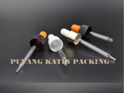 Pipeta de vidrio de gotero de vidrio cónico o de forma doblada con tapa y bombilla atornilladas