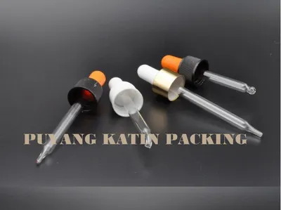 Pipeta de vidrio de gotero de vidrio cónico o de forma doblada con tapa y bombilla atornilladas